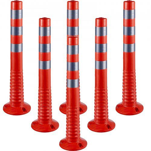 VEVOR Verkehrsleitpfosten, flexibler Leitkegel, 76,2 cm, Federpfosten, 6 Stück, JSZPUJSZ6P0000001V0