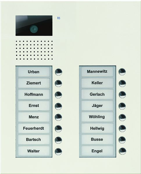 TCS Video Außenstation Serie AVU mit 16 Klingeltasten (rechtsbündig), 2-spaltig, UP weiß, AVU15160-0019