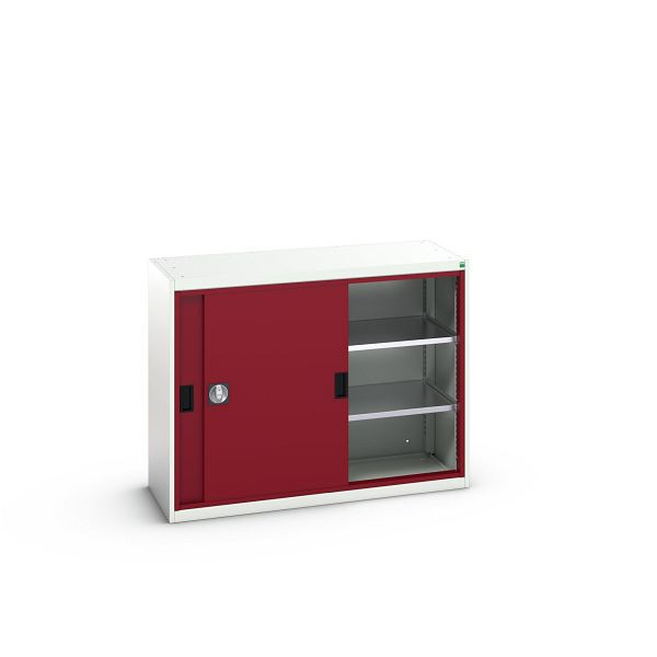 bott verso Schiebetürschrank, mit 2 Fachböden, BxTxH: 1300 x 550 x 1000 mm, Lichtgrau / Purpurrot, 16926670.24