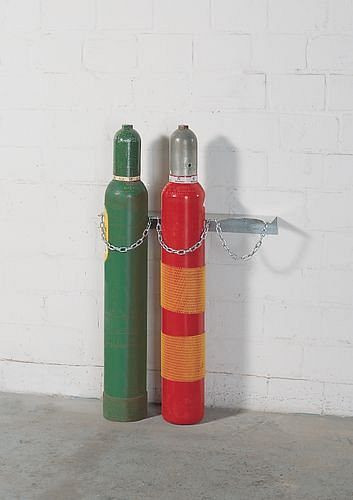 DENIOS Gasflaschen-Wandhalterung WH 140-S, Stahl, verzinkt, für 3 Flaschen (Ø 140 mm), 136481