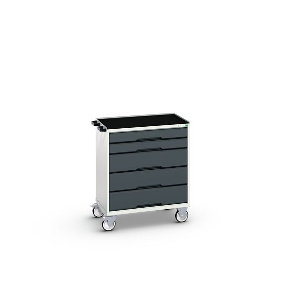 bott verso mobiler Schubladenschrank, mit 5 Schubladen und Abrollrand, BxTxH: 800 x 550 x 965 mm, Lichtgrau / Anthrazitgrau, 16927002.19