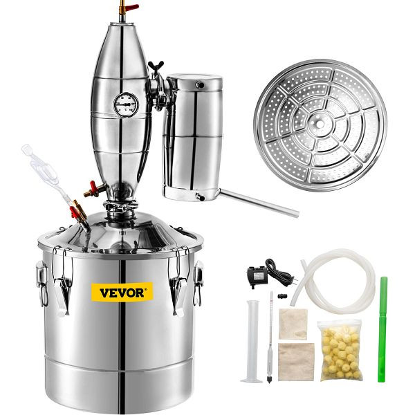VEVOR 20L Edelstahl Alkohol Brenner Home Brew Kit Destilliergerät Weinherstellung Kessel, NGZLQ20L000000001V2
