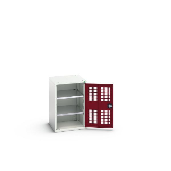 bott verso Flügeltürschrank mit Belüftung, mit 2 Fachböden, BxTxH: 525 x 550 x 800 mm, Lichtgrau / Purpurrot, 16926720.24