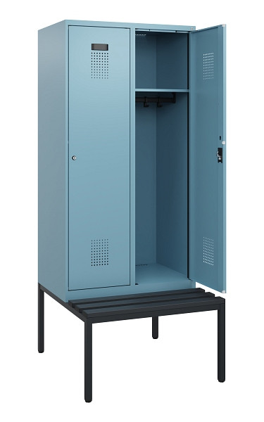 C+P Spind Evolo PLUS, 2 Abteile, 1950x800x815mm, 0010/0010, Zylinderschloss, Material Sitzfläche Kunststoff, Sitzbank, 0490505-22 S10102