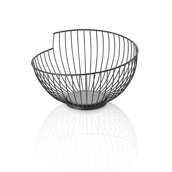 WAS Korb, Ø 28 cm, Höhe 16,5 cm, schwarz pulverbeschichtet, Metall, 1438028