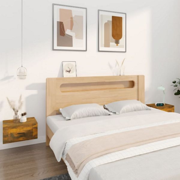 vidaXL Wand-Nachttische 2 Stück Räuchereiche 50x36x25 cm, 816851