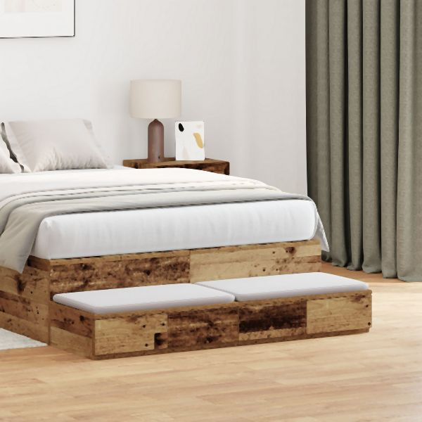 vidaXL Bettschubladen Altes Holz 120x36,5x16,5 cm Holzwerkstoff, 866945