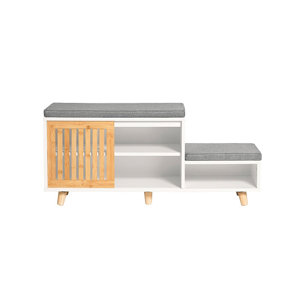 SoBuy Schuhbank mit einer Tür Holzfarbe 101x35x46 cm, Klassisch, FSR125-WN