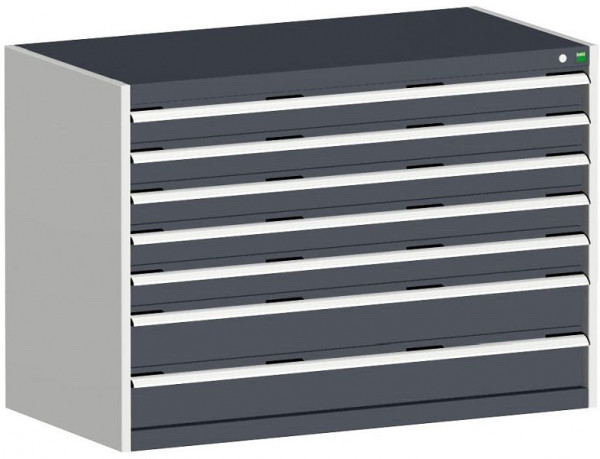 bott cubio Schubladenschrank bestückt mit 7 Schwerlastschubladen BxTxH: 1300 x 750 x 900 mm, RAL 7035/7016, 40030088.19V