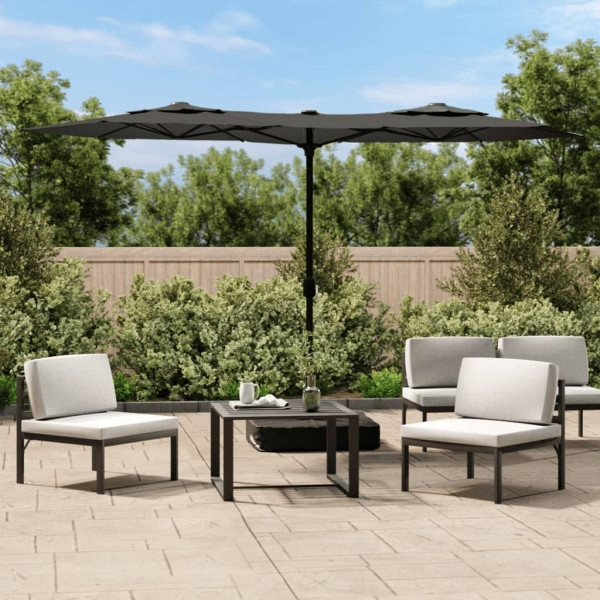 vidaXL Doppelsonnenschirm Anthrazit 316x240 cm, Polyester, 362963