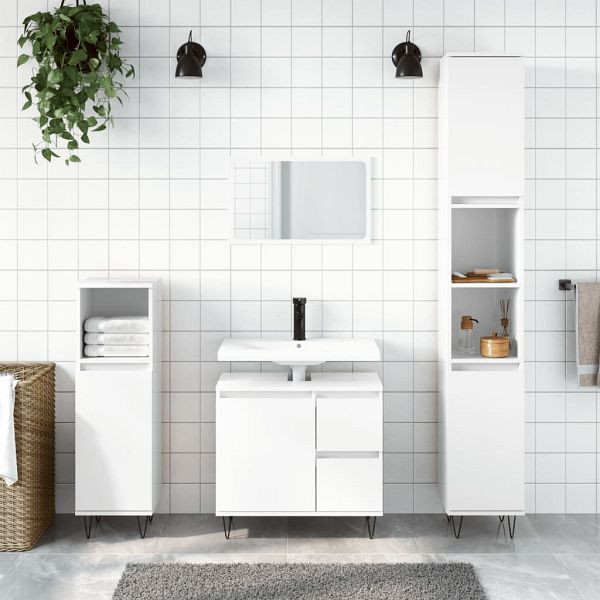 vidaXL Badschrank Hochglanz-Weiß 65x33x60 cm Holzwerkstoff, 831606