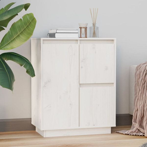 vidaXL Sideboard Weiß 60x34x75 cm Massivholz Kiefer, 813391