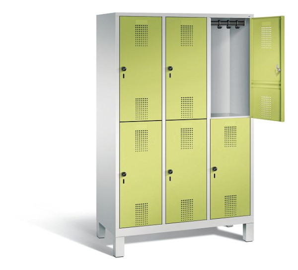 C+P Spind doppelstöckig Evolo, H1850xB1200xT500mm, Farbe: Lichtgrau / Viridingrün, 48310-32 S10080