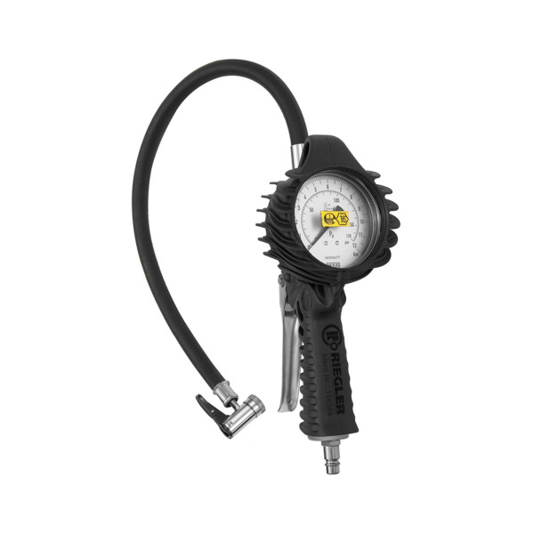 Riegler Standard-Handreifenfüllmesser mit Hebelstecker, Schlauch drehbar, Mano Ø 80 mm, geeicht, 0-12 bar/170 psi, Stecknippel NW 7,2, 136783