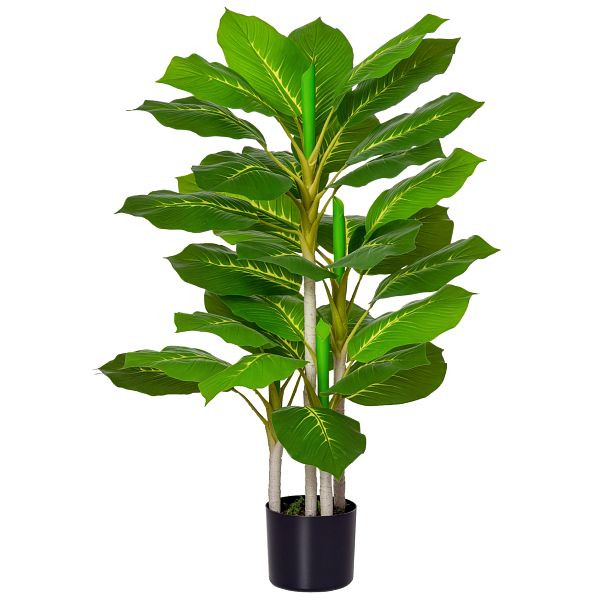 HOMCOM Künstlicher Baum 95 cm Kunstpflanze mit 33 Blättern, Topf für Wohnzimme, 830-434
