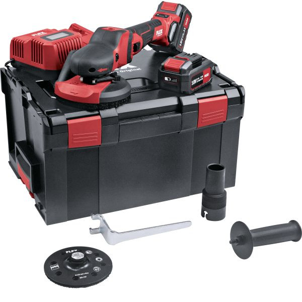 FLEX Akku-SUPRAFLEX 18,0 V, der Schleif-Spezialist für lackierte Oberflächen, Holz, Stein und Metall SE 125 18.0-EC/5.0 Set, 504157