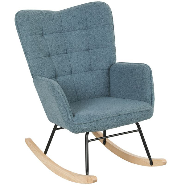 HOMCOM Schaukelstuhl im Retro-Design, Massivholz, Sessel, Relaxsessel, 98 x 71 x 101 cm, Hellblau, 839-613V00LB