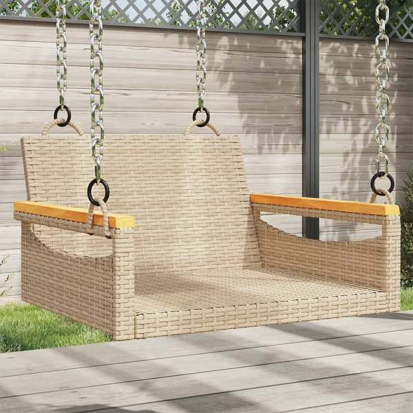 vidaXL Hängesessel Beige 63x62x40 cm Poly Rattan, UV-beständig, 368163