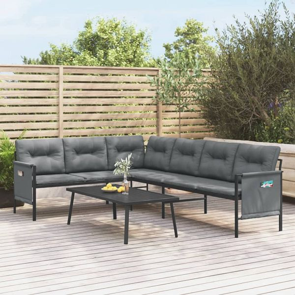 vidaXL Garten-Ecksofa Anthrazit Stahl und Textilene, 362812