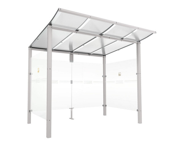 Procity Raucherunterstand Modulo - Ohne Frontverkleidung - Tiefe 1990 mm, Farbe RAL 7044, Maße: Breite 2500 x Höhe 2250 x Tiefe 2000 mm, 529572.7044
