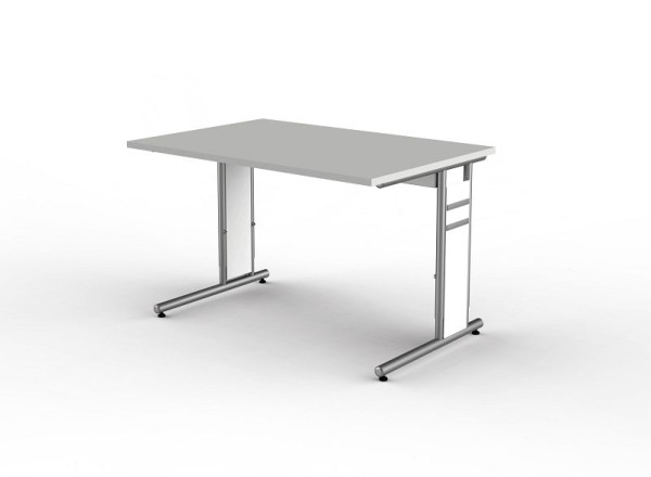 Kerkmann Schreibtisch mit C-Fuß-Gestell, Form 4, B 1200 x T 800 x H 680-820 mm, lichtgrau, 11410511