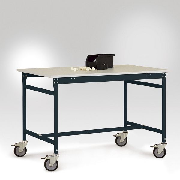 Manuflex ESD-Beistelltisch BASIS mobil mit Kunststoff-Tischplatte in Anthrazit RAL 7016, BxTxH: 1000 x 800 x 856 mm, Anthrazit, LB4026.7016