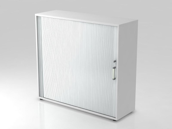 Hammerbacher Rollladenschrank horizontal, 3OH 120cm Chromgriff Weiß/Silber, 120x40x110 cm (BxTxH), V1733S/W/S/CE