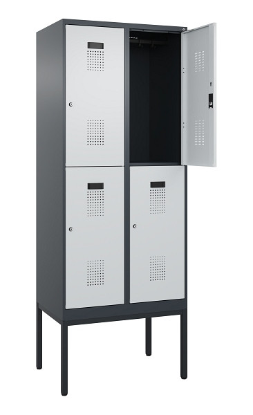 C+P Doppelstock-Spind Evolo PLUS, Gestell, 4 Fächer, 2120x800x500mm, 7016/7035, Zylinderschloss, 0493307-22 S10044