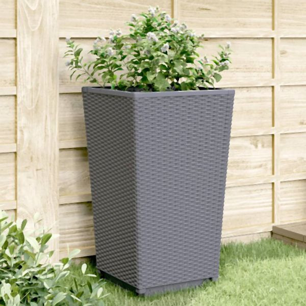 vidaXL Pflanzkübel 2 Stk. Grau 32,5x32,5x57 cm PP, 367846