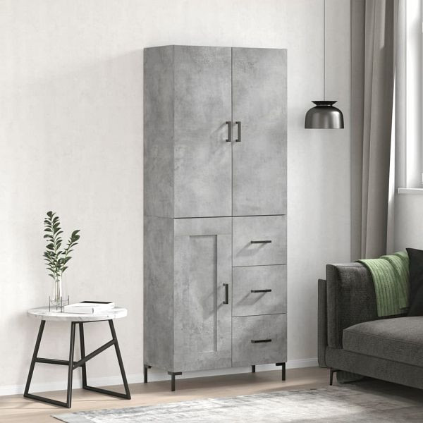 vidaXL Highboard Betongrau 69,5x34x180 cm Holzwerkstoff, 3196015