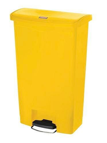 DENIOS Wertstoffsammler aus Polyethylen (PE), Fußpedal an Breitseite, 68 Liter, gelb, 242408