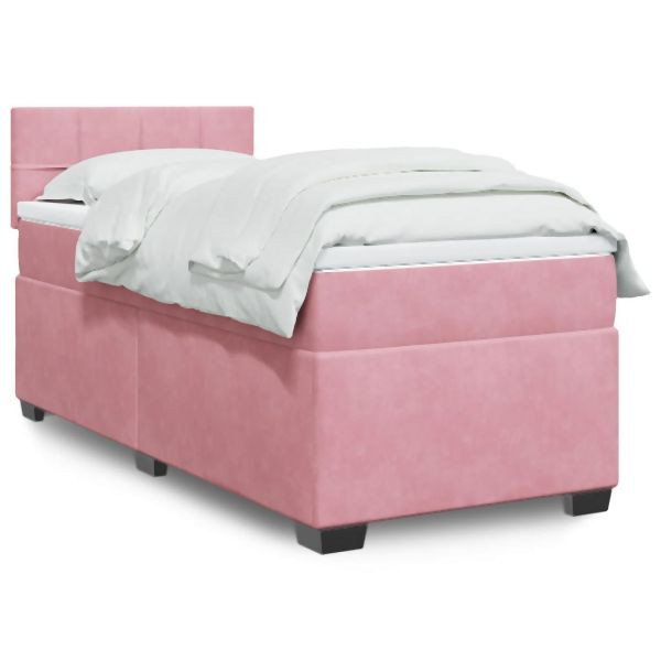vidaXL Boxspringbett mit Matratze Rosa 90x200 cm Samt, 3286227