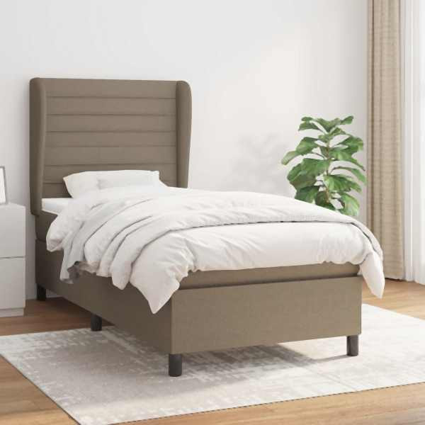 vidaXL Boxspringbett mit Matratze Taupe 80x200 cm Stoff, 3128001