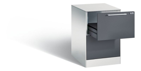 C+P Karteischrank Asisto, H710xB440xT600mm, Farbe: Lichtgrau / Schwarzgrau, Bügelgriff, 146275-221 S10024