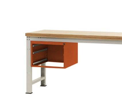 Manuflex Leergehäuse PROFI für Werkbanktische stationär, Nutzhöhe 300 mm für Werkbanktiefe 700 mm, Rotorange, ZB4331.2001