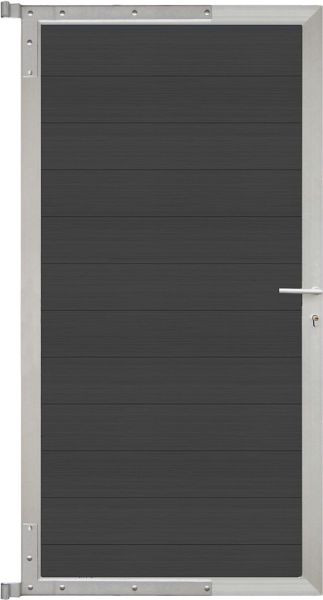 T&J MAX-Tor-Komplettset, 90 x 173 cm, Füllung charcoal, Rahmen silber, 44037