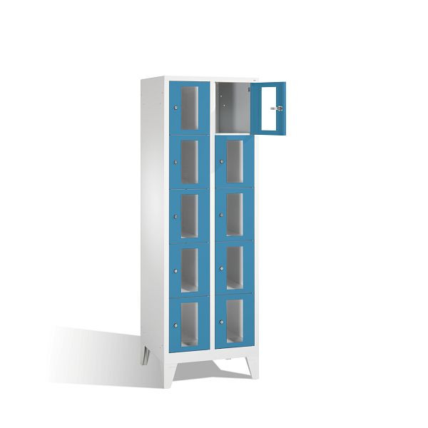 C+P Schließfachschrank Classic, H1850xB610xT500mm, Farbe: Lichtgrau / Lichtblau, 8010A205 S10003