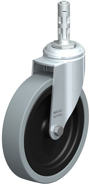 Blickle LKRA-VPA 150G-11-E11 Apparate-Lenkrolle mit Expander, Vollgummi, Grau, 424374