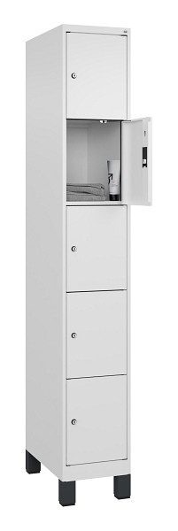 C+P Schließfachschrank Evolo PLUS, mit Füßen, 5 Fächer, 1950x300x500mm, 9016/90, 049010-105 S10020