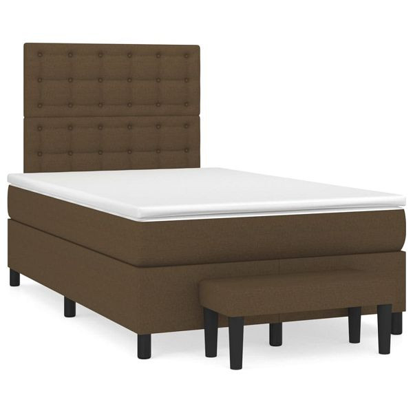 vidaXL Boxspringbett mit Matratze Dunkelbraun 120x190 cm Stoff, 3270386