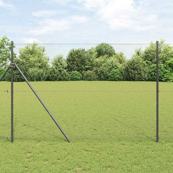 vidaXL Sechseckgeflechtzaun Grau 1,5 x 50 m Stahl, 42005581