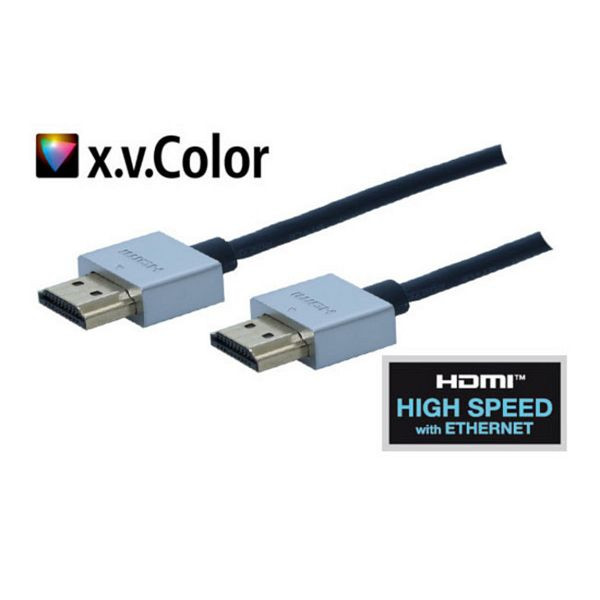 shiverpeaks PROFESSIONAL HDMI Stecker auf HDMI Stecker, verchromte Metall-Stecker, vergoldete Kontakte, ULTRA HD, 3D, HEAC, extra dünn, 2,0m, 77472-36-SPP