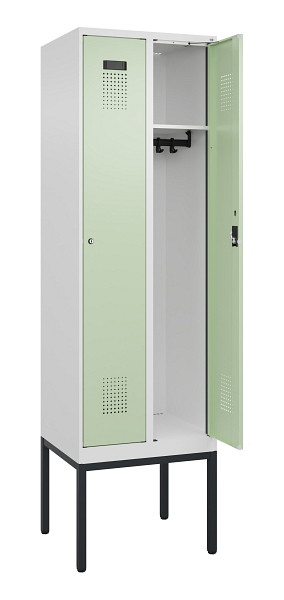C+P Spind Evolo PLUS, Gestell, 2 Abteile, 2120x600x500mm, 9016/6019, Verschluss Zylinderschloss, Ablageböden 2, 0490307-20 S10046