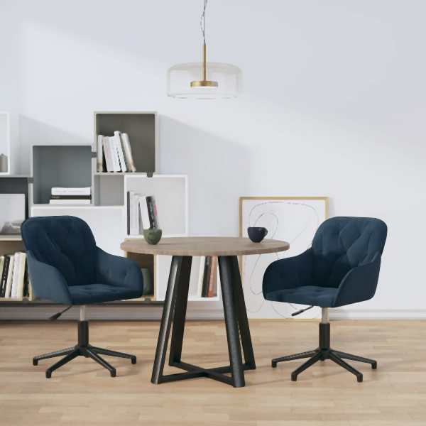 vidaXL Esszimmerstühle 2 Stück Drehbar Blau Samt, 3103376