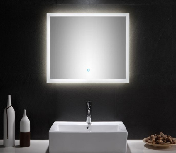 Posseik LED Spiegel 70x60 cm mit Touch Bedienung, 70 x 60 x 3,2 cm, DLED-SPIEGEL-70-60
