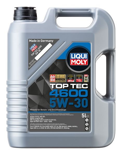 LIQUI MOLY Motoröl Top Tec 4600 5W-30, Kanister Kunststoff, VE: 5 Liter, 3756
