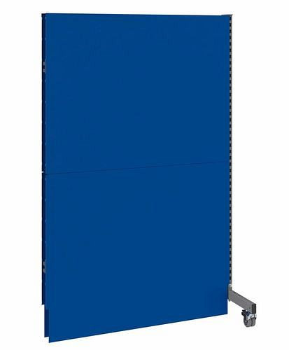 DENIOS Mobile Akustik Trennwand, Anbaufeld, B 1250, H 2000 mm, Akustik-Lochblech zweiseitig, grau/blau, 293119