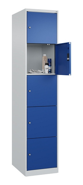 C+P Schließfachschrank Evolo PLUS, 5 Fächer, 1850x400x500mm, 7035/5010, 049000-125 S10006