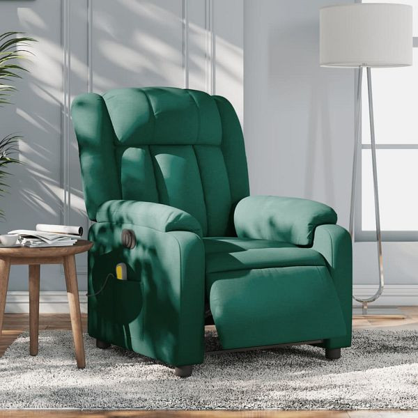 vidaXL Massagesessel Elektrisch Dunkelgrün Stoff, 3205310