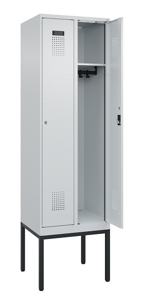 C+P Spind Evolo PLUS, Gestell, 2 Abteile, 2120x600x500mm, 7035/7035, Verschluss Zylinderschloss, Ablageböden 2, 0490307-20 S10040